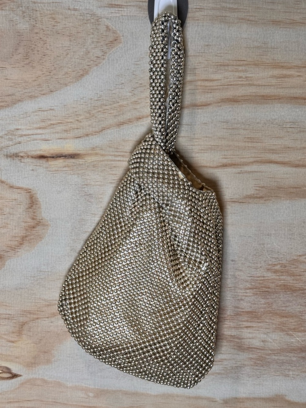 Jessica McClintock Gold Beaded Wristlet Evening Bag